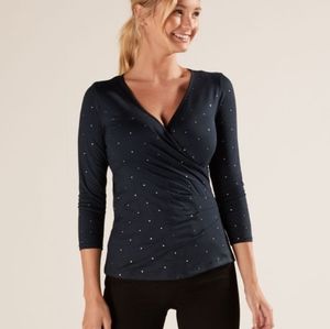 Bravissimo Emily wrap top navy polka dot US 14